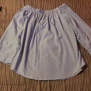 Stripped Blue & White Over the shoulder Top